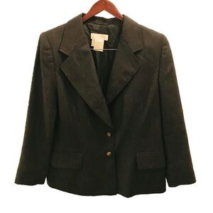 Vintage Escada Blazer 42 black gray metallic gold large wool